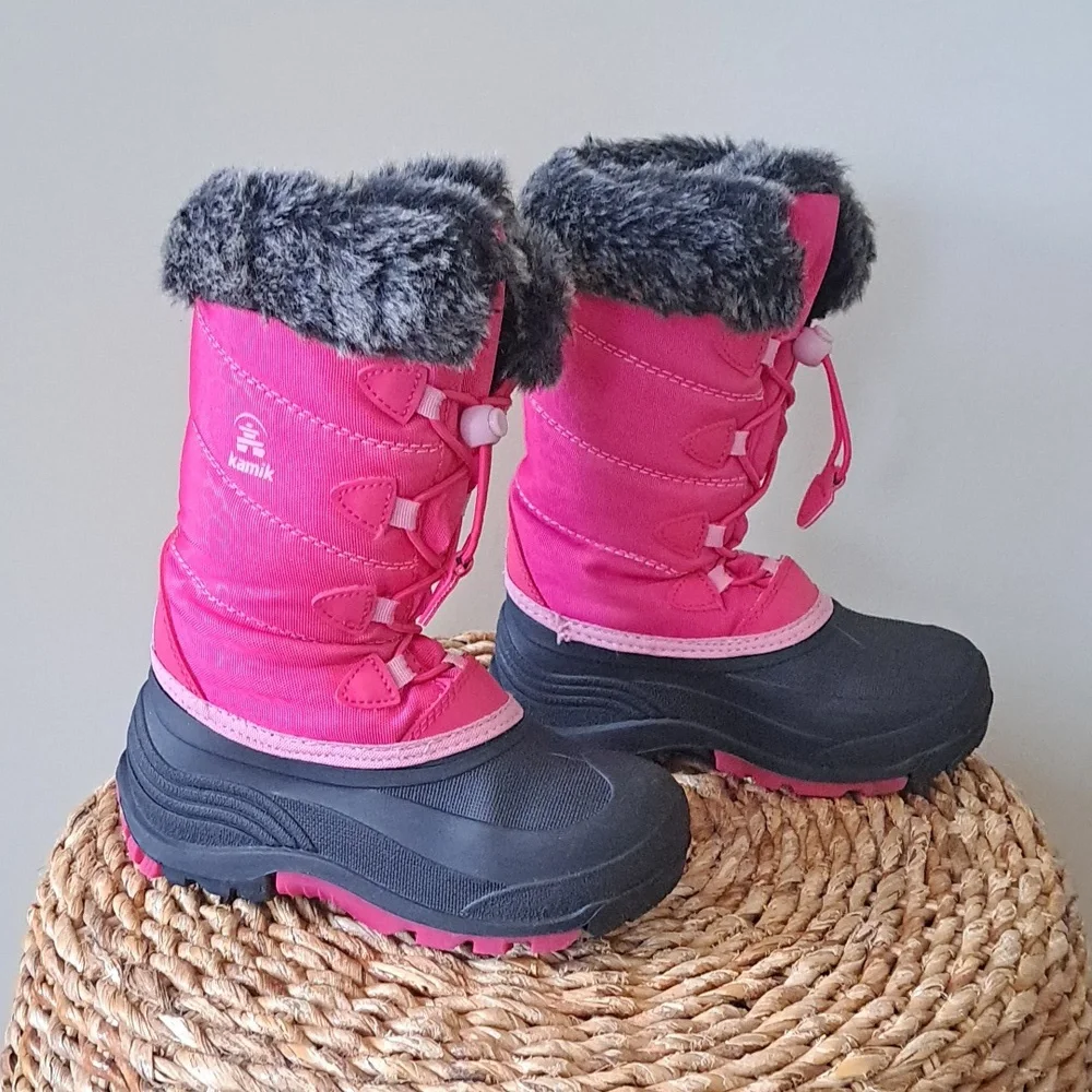 Kamik Girls Snow Gypsy 3 Waterproof/Insulated Rose/Black Winter/Outdoor Boots 13